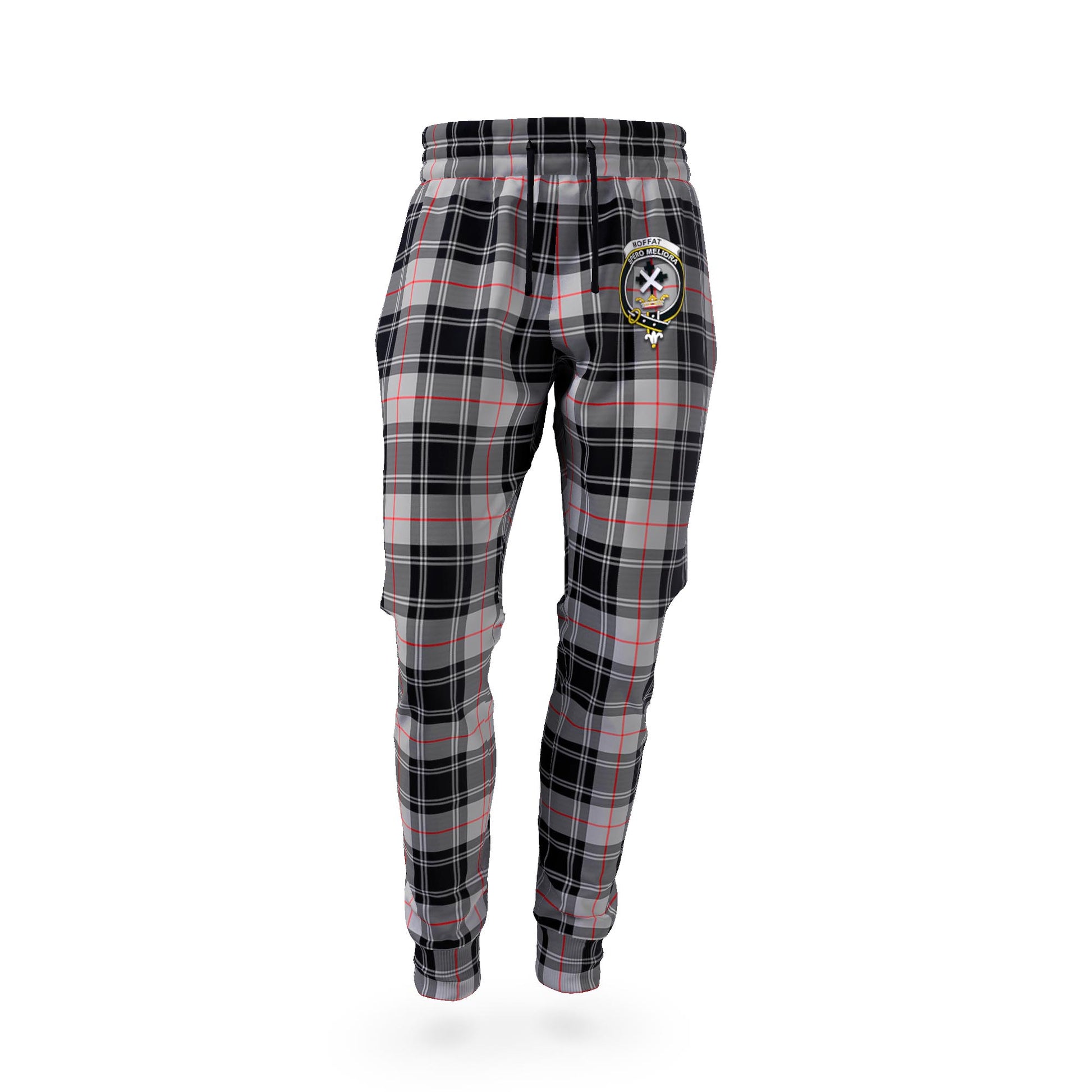 Moffat Tartan Joggers Pants with Family Crest - Tartan Vibes Clothing