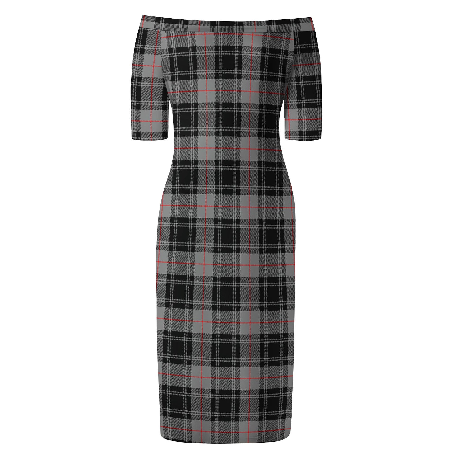 Moffat Modern Tartan Off Shoulder Lady Dress - Tartanvibesclothing