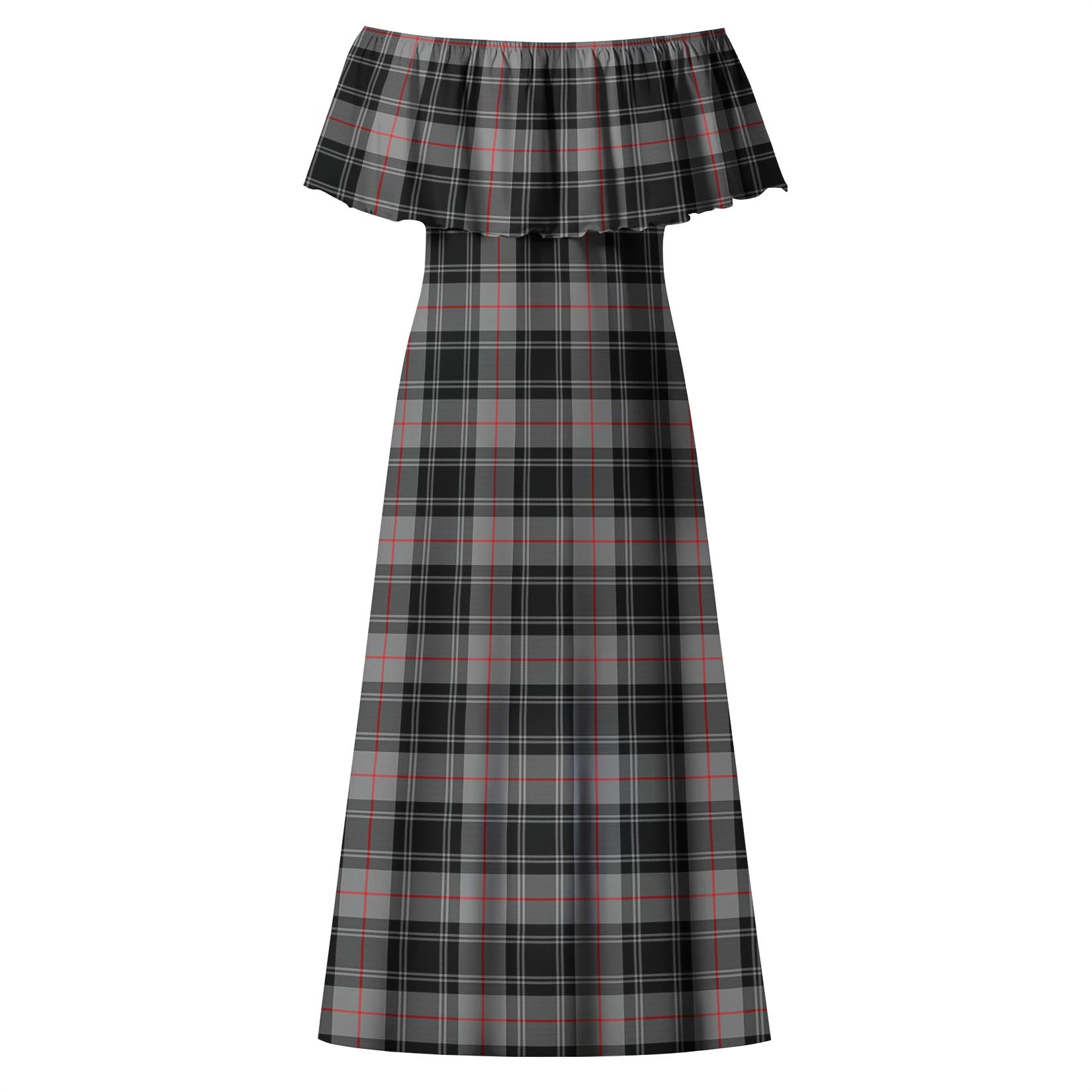 Moffat Modern Tartan Off Shoulder Long Dress - Tartanvibesclothing