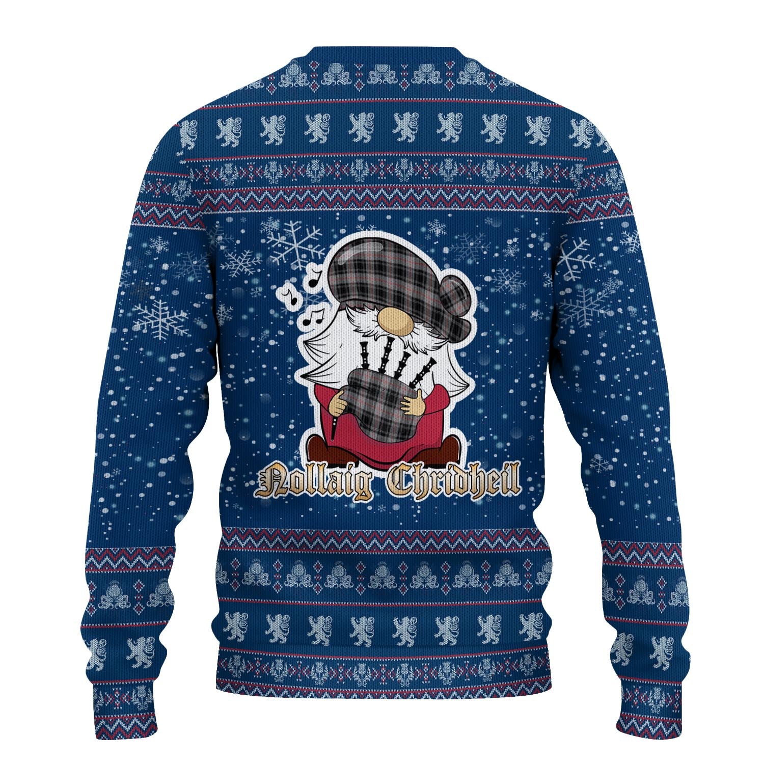 Moffat Modern Clan Christmas Family Knitted Sweater with Funny Gnome Playing Bagpipes - Tartanvibesclothing