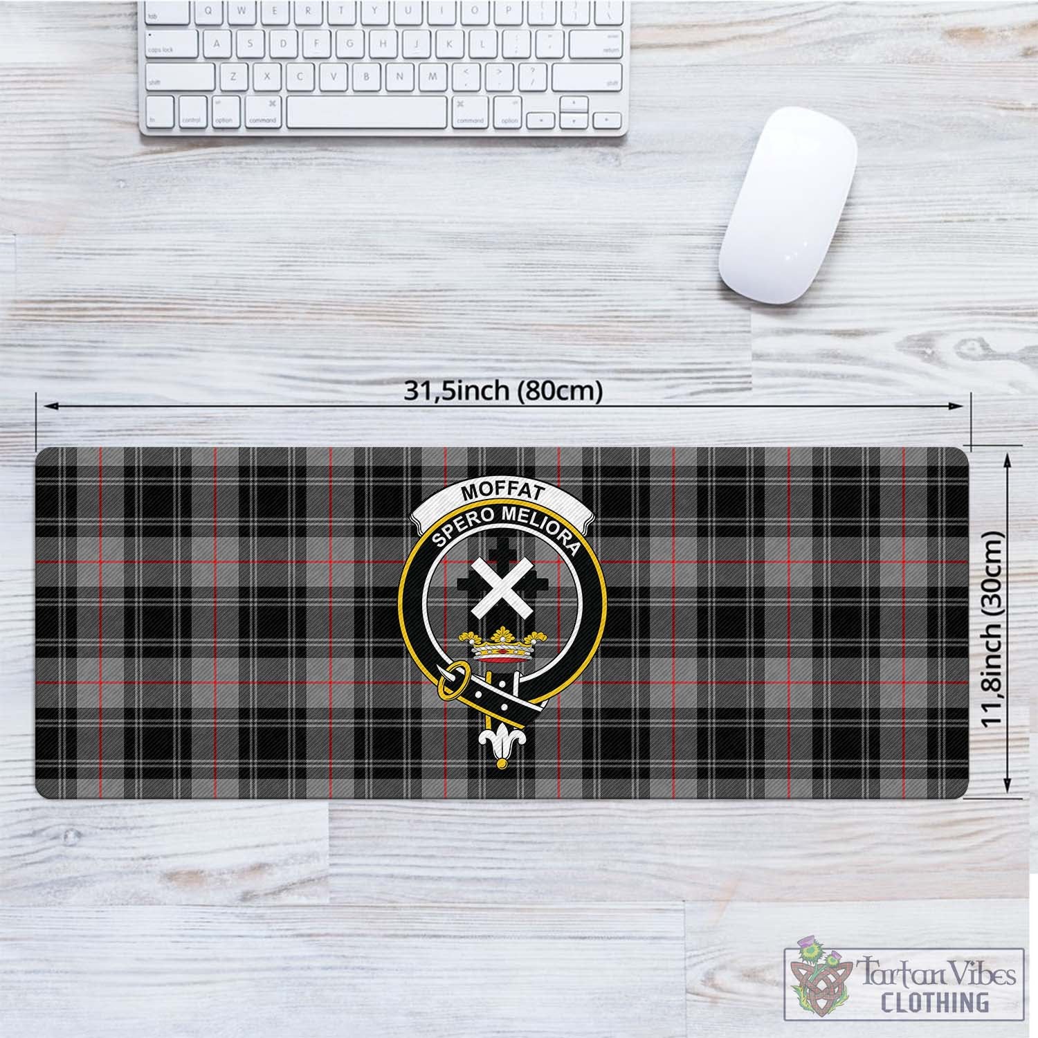 Tartan Vibes Clothing Moffat Modern Tartan Mouse Pad with Family Crest