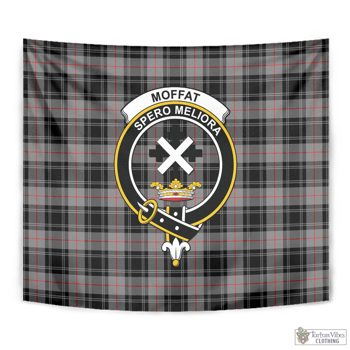 Tartan Vibes Clothing Moffat Modern Tartan Tapestry Wall Hanging and Home Decor for Room with Family Crest