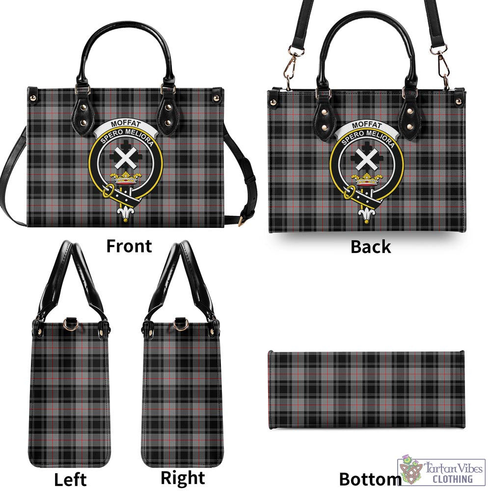 Tartan Vibes Clothing Moffat Modern Tartan Luxury Leather Handbags with Family Crest