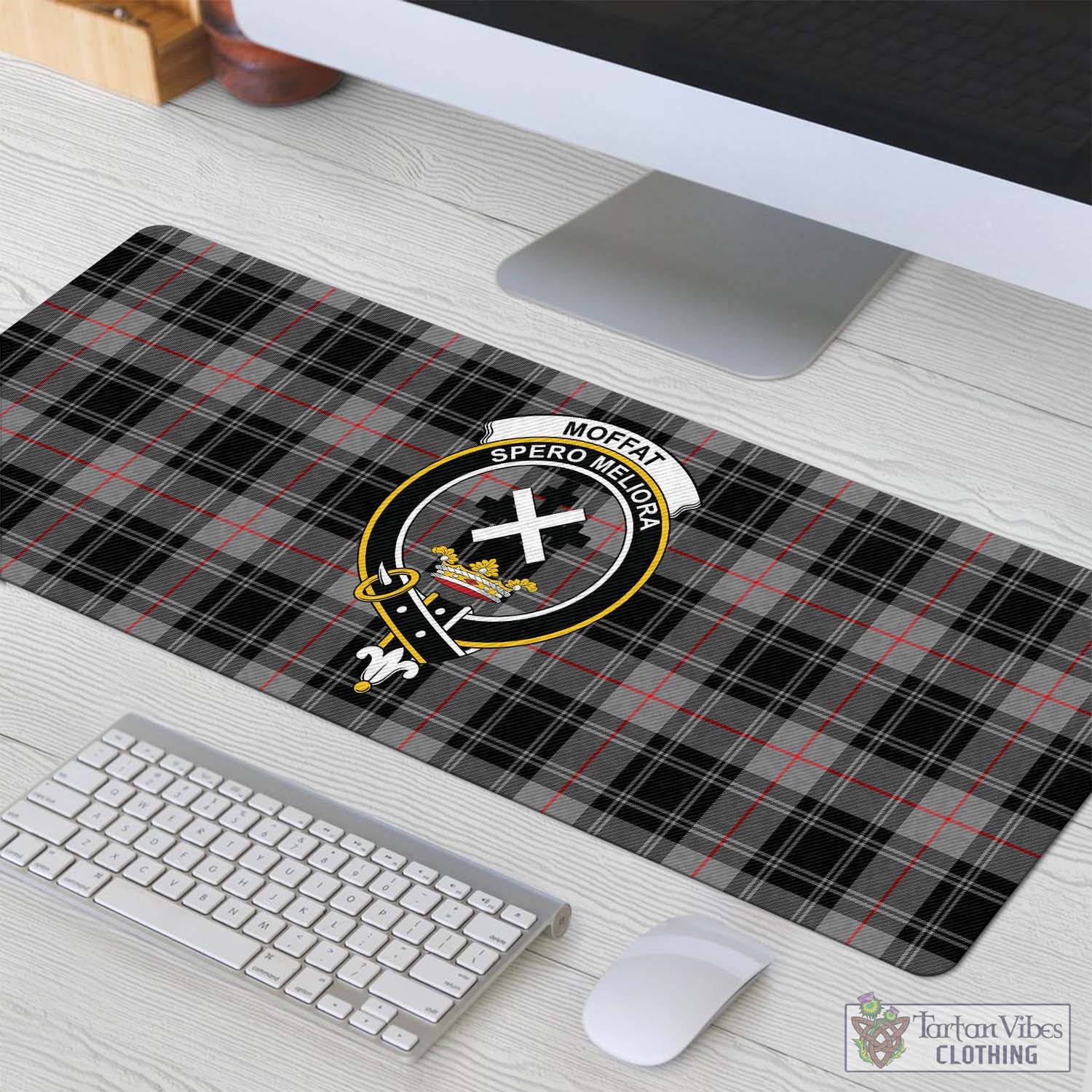 Tartan Vibes Clothing Moffat Modern Tartan Mouse Pad with Family Crest