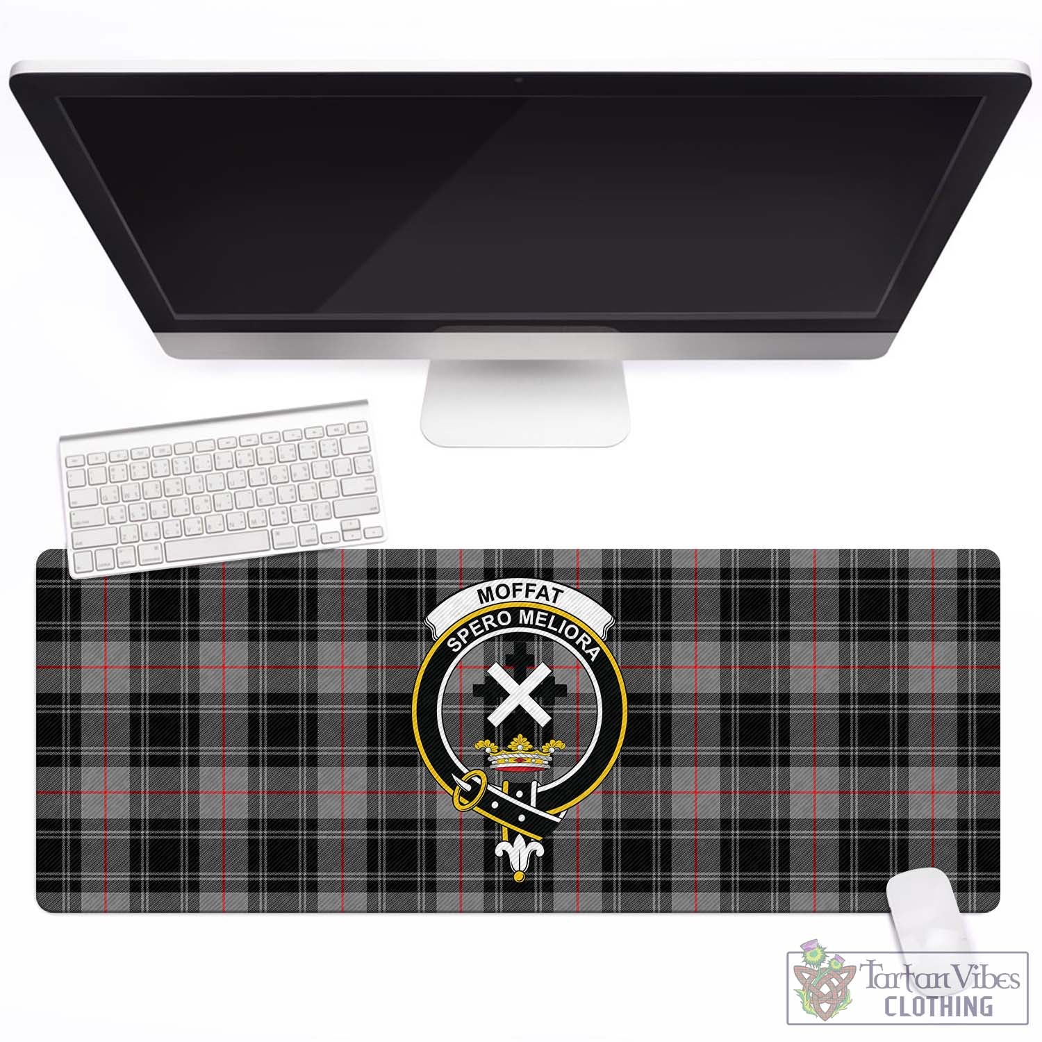 Tartan Vibes Clothing Moffat Modern Tartan Mouse Pad with Family Crest