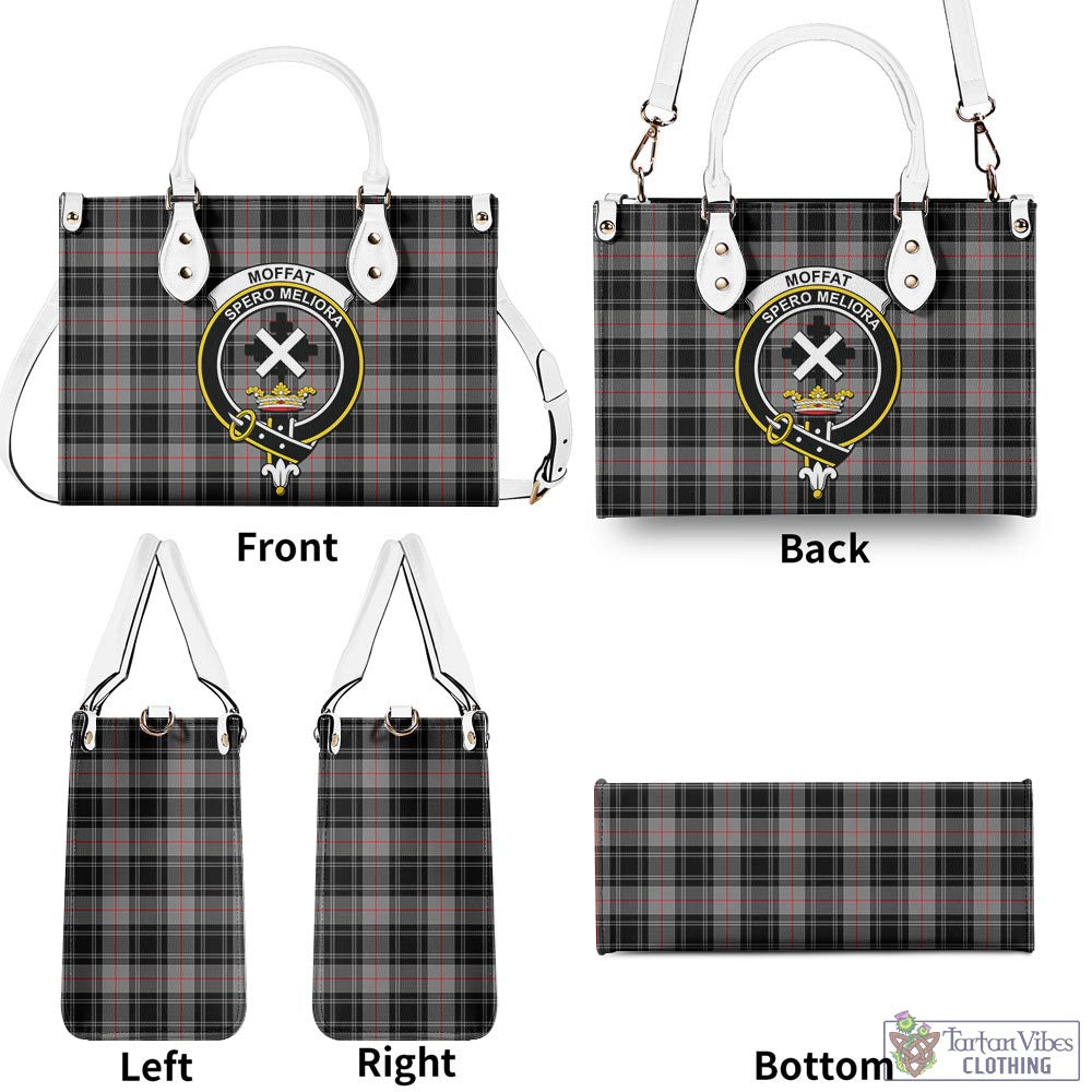 Tartan Vibes Clothing Moffat Modern Tartan Luxury Leather Handbags with Family Crest