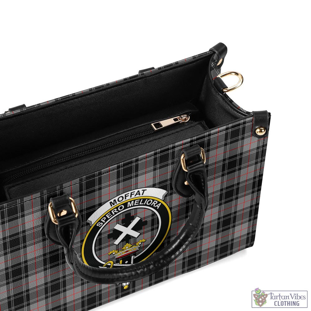 Tartan Vibes Clothing Moffat Modern Tartan Luxury Leather Handbags with Family Crest