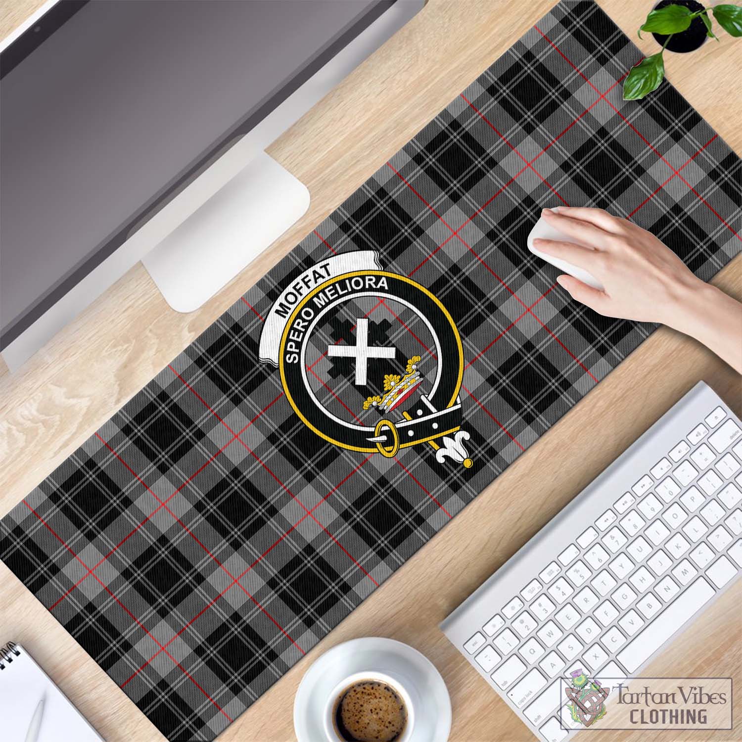 Tartan Vibes Clothing Moffat Modern Tartan Mouse Pad with Family Crest