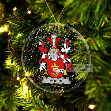 Mohun Irish Clan Christmas Glass Ornament with Coat of Arms