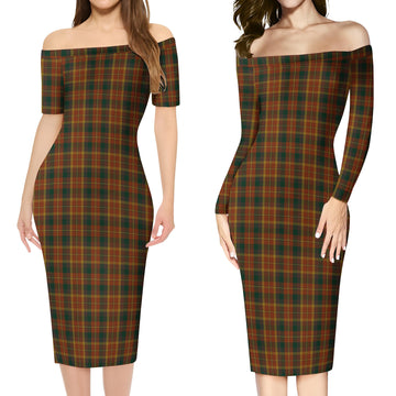 Monaghan County Ireland Tartan Off Shoulder Lady Dress