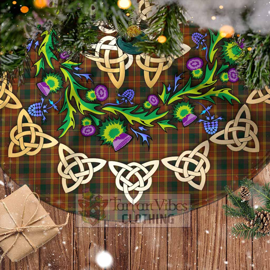 Tartan Vibes Clothing Monaghan County Ireland Tartan Christmas Tree Skirt with Thistle Celtic Knot Style