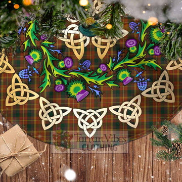 Monaghan County Ireland Tartan Christmas Tree Skirt with Thistle Celtic Knot Style