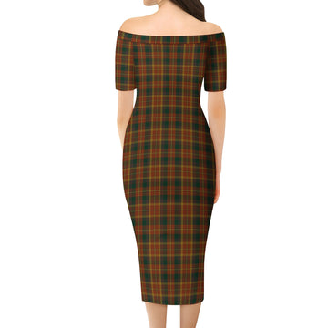 Monaghan County Ireland Tartan Off Shoulder Lady Dress