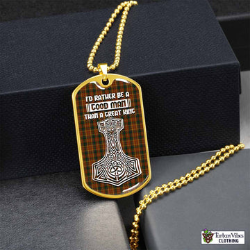 Monaghan County Ireland Tartan Dog Tag Necklace Viking Mjolnir Style