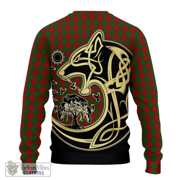 Moncreiffe Tartan Ugly Sweater with Family Crest Celtic Wolf Style