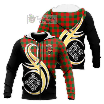 Moncreiffe Modern Tartan Knitted Hoodie with Family Crest and Celtic Symbol Style