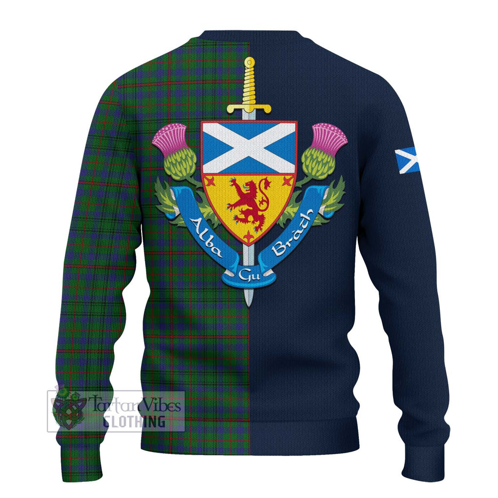 Tartan Vibes Clothing Moncreiffe of Atholl Tartan Knitted Sweater with Scottish Lion Royal Arm Half Style