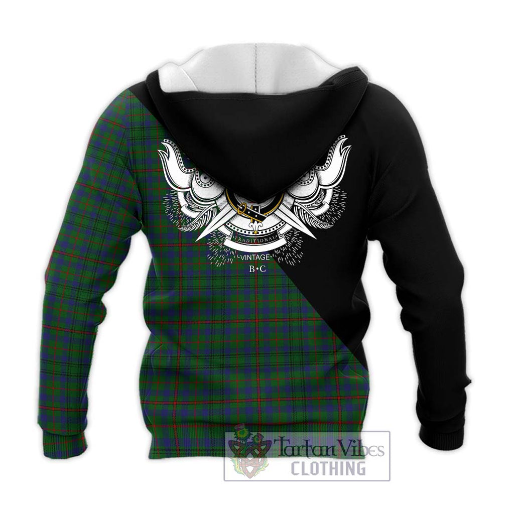 Moncreiffe of Atholl Tartan Knitted Hoodie with Family Crest and Military Logo Style - Tartanvibesclothing Shop