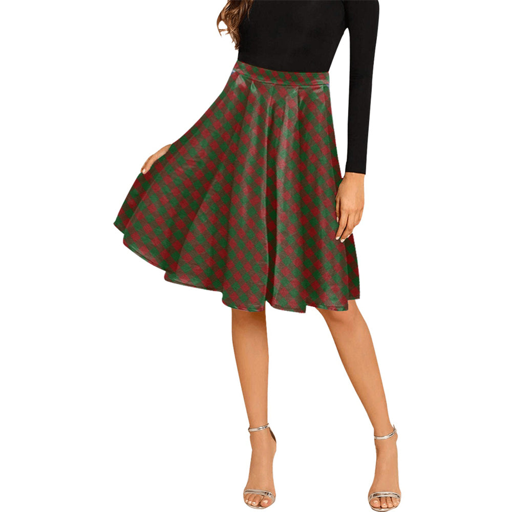 Moncrieff (Moncreiffe) Tartan Melete Pleated Midi Skirt Cross Style Female - Tartan Vibes Clothing