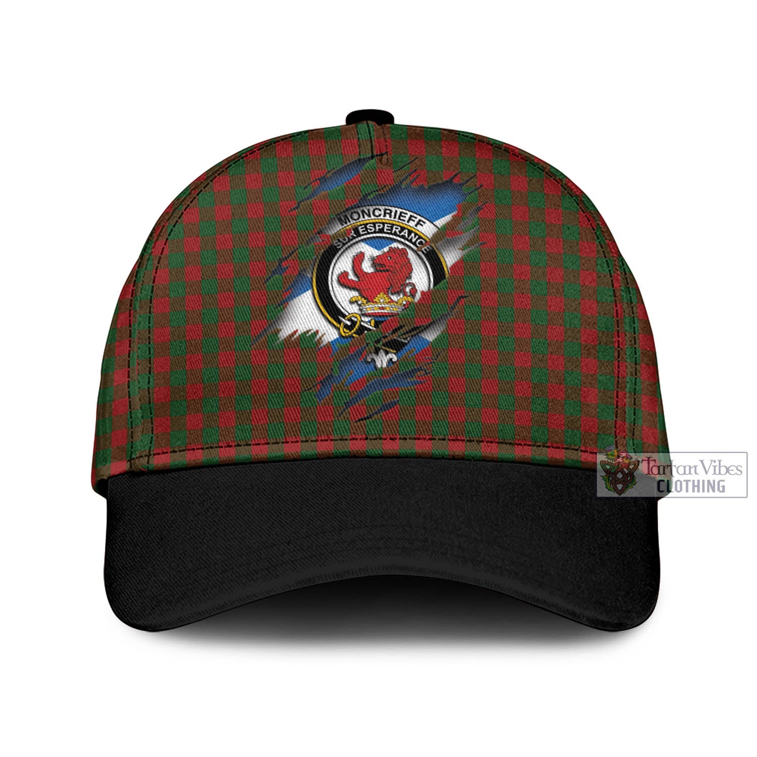 Tartan Vibes Clothing Moncrieff Tartan Classic Cap with Family Crest In Me Style