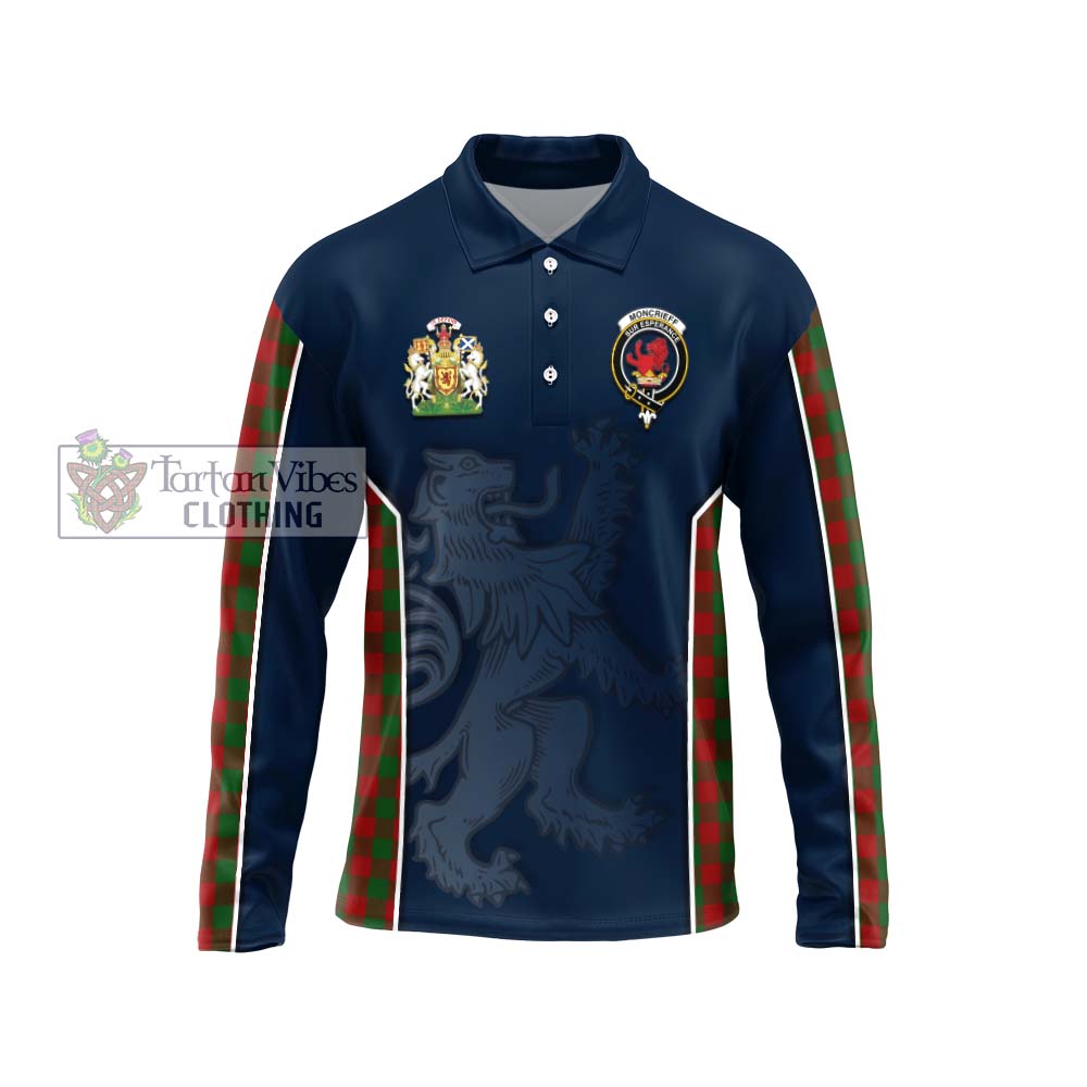 Moncrieff (Moncreiffe) Tartan Long Sleeve Polo Shirt with Family Crest and Lion Rampant Vibes Sport Style Unisex - Tartan Vibes Clothing