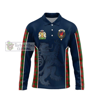 Moncrieff (Moncreiffe) Tartan Long Sleeve Polo Shirt with Family Crest and Lion Rampant Vibes Sport Style