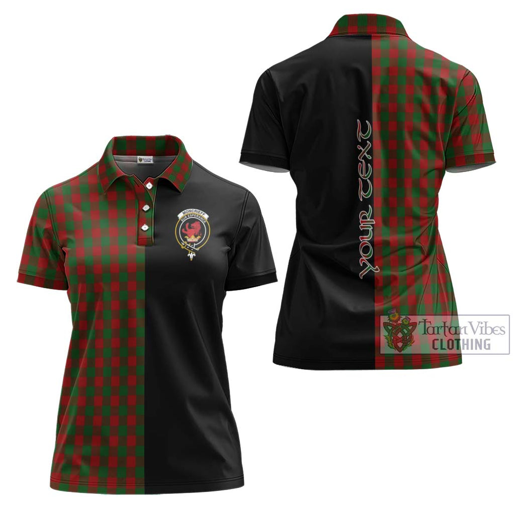 Moncrieff (Moncreiffe) Tartan Women's Polo Shirt with Family Crest and Half Of Me Style Women - Tartanvibesclothing Shop