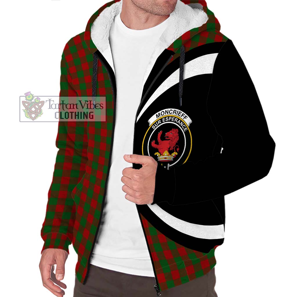 Moncrieff (Moncreiffe) Tartan Sherpa Hoodie with Family Crest Circle Style Unisex S - Tartan Vibes Clothing