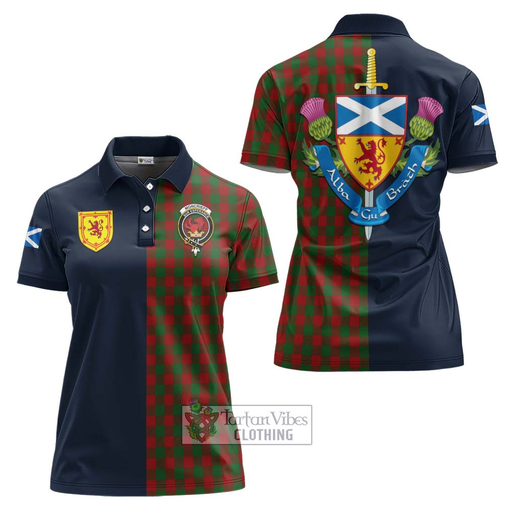 Tartan Vibes Clothing Moncrieff Tartan Women's Polo Shirt with Scottish Lion Royal Arm Half Style