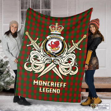 Moncrieff (Moncreiffe) Tartan Blanket with Clan Crest and the Golden Sword of Courageous Legacy