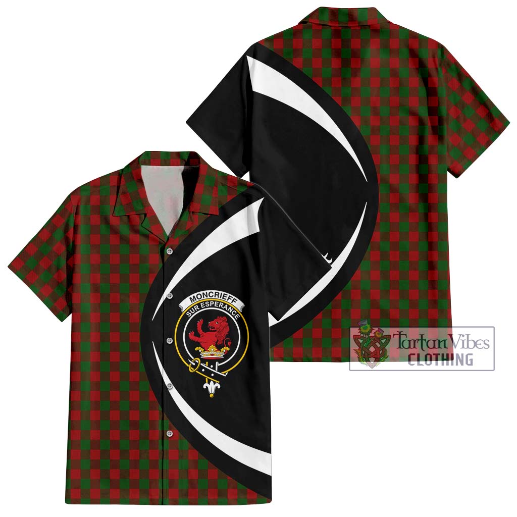 Moncrieff (Moncreiffe) Tartan Short Sleeve Button Up with Family Crest Circle Style Kid - Tartan Vibes Clothing