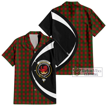 Moncrieff (Moncreiffe) Tartan Short Sleeve Button Up with Family Crest Circle Style