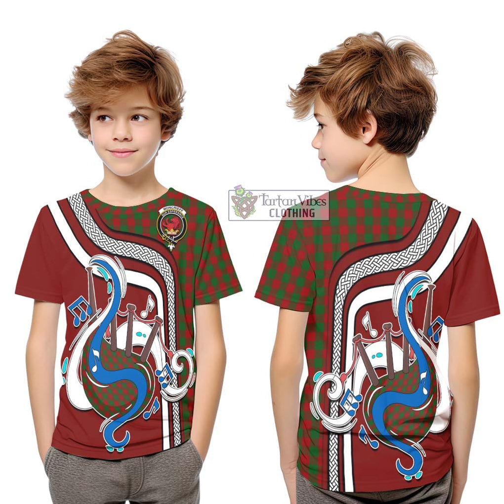 Tartan Vibes Clothing Moncrieff Tartan Kid T-Shirt with Epic Bagpipe Style