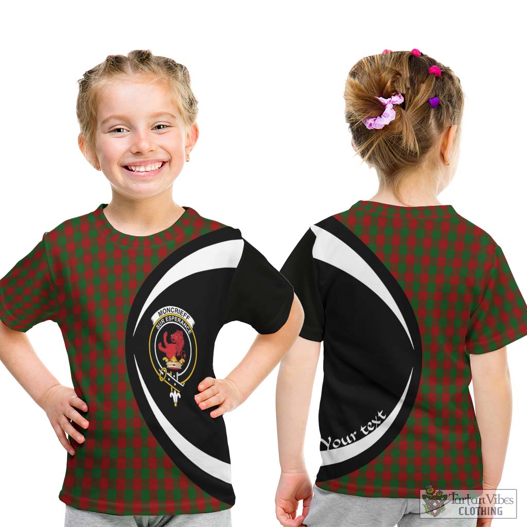 Tartan Vibes Clothing Moncrieff Tartan Kid T-Shirt with Family Crest Circle Style