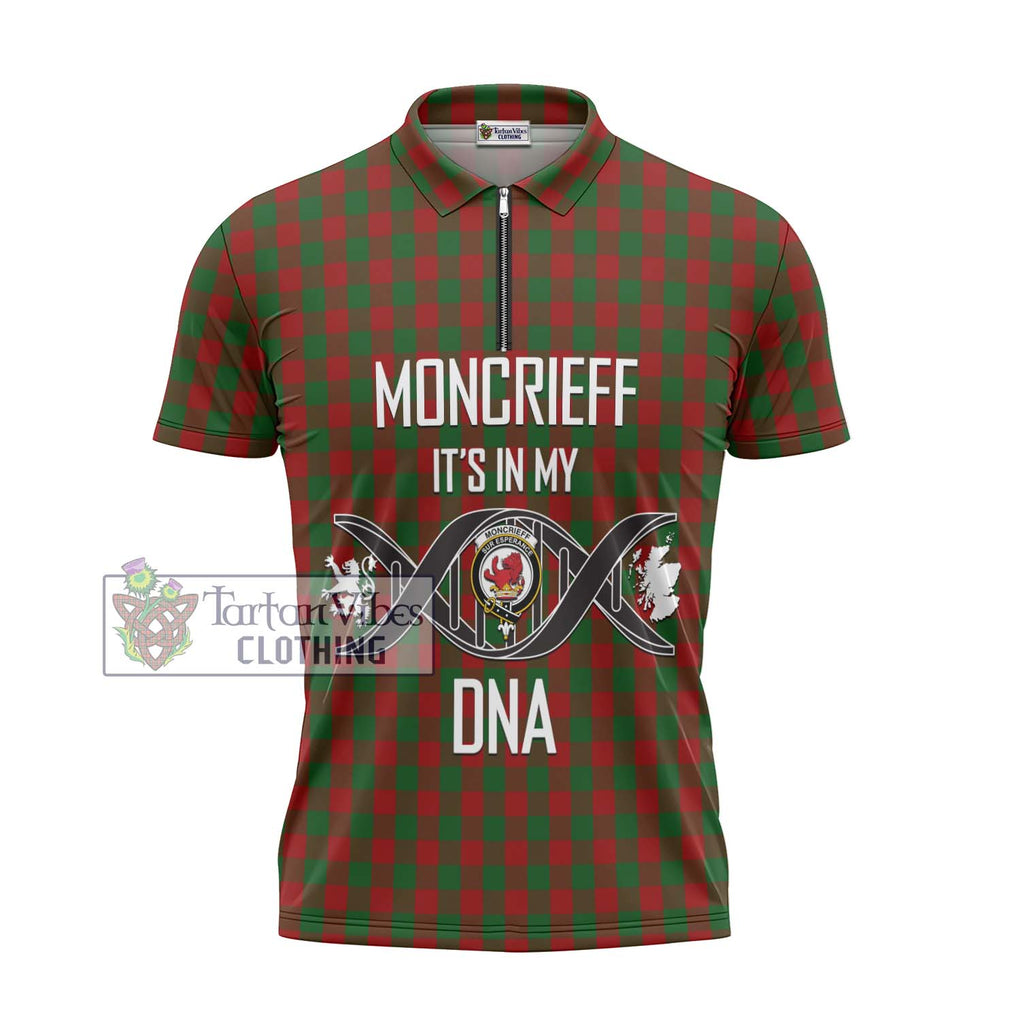 Moncrieff (Moncreiffe) Tartan Zipper Polo Shirt with Family Crest DNA In Me Style - Tartanvibesclothing Shop