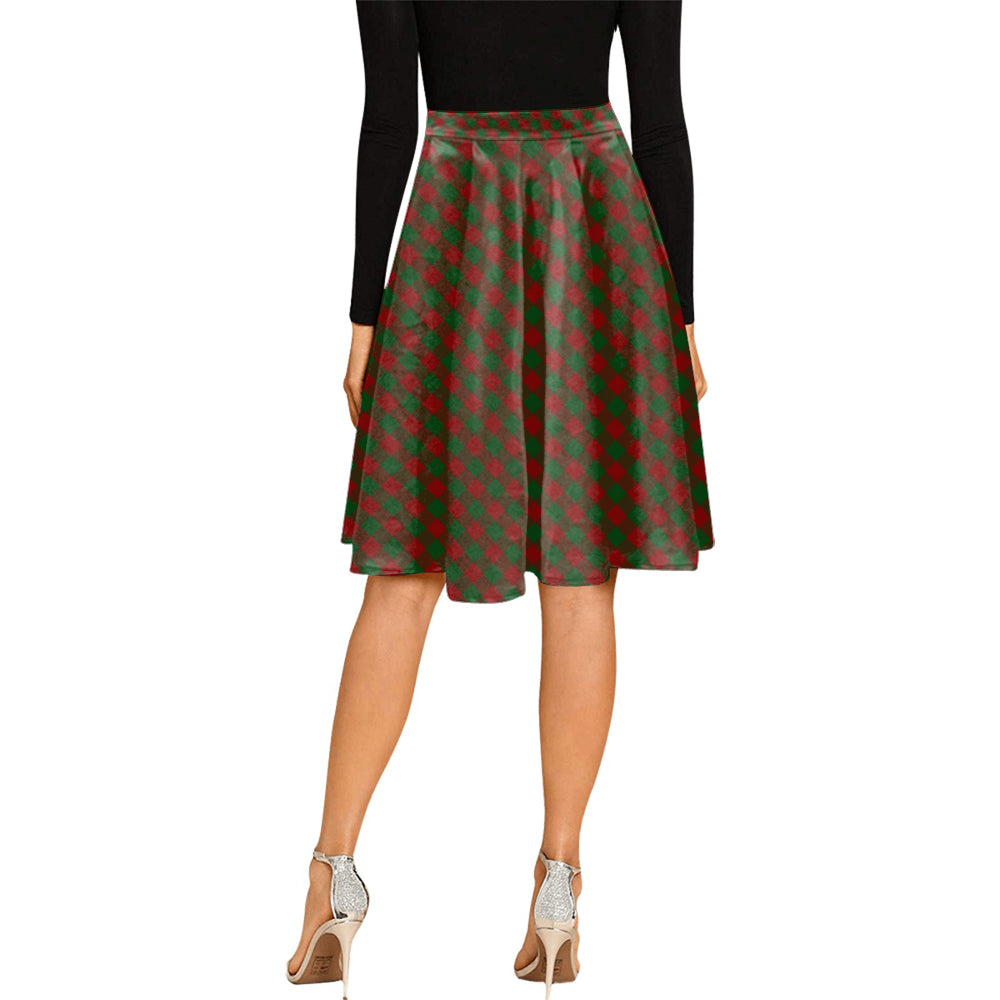 Moncrieff (Moncreiffe) Tartan Melete Pleated Midi Skirt Cross Style - Tartan Vibes Clothing