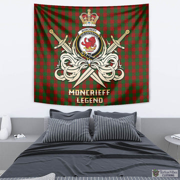 Moncrieff (Moncreiffe) Tartan Tapestry with Clan Crest and the Golden Sword of Courageous Legacy