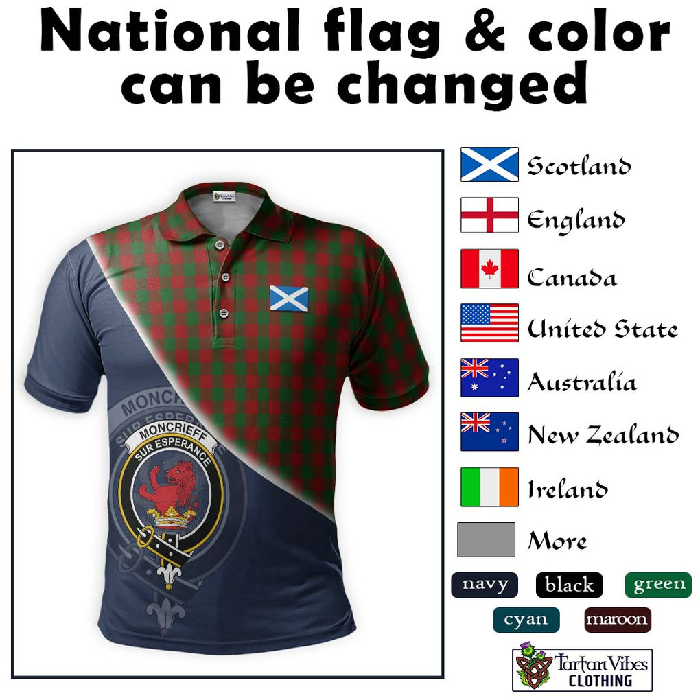 Moncrieff (Moncreiffe) Tartan Polo Shirt with Personalised National Flag and Family Crest Half Style - Tartanvibesclothing Shop