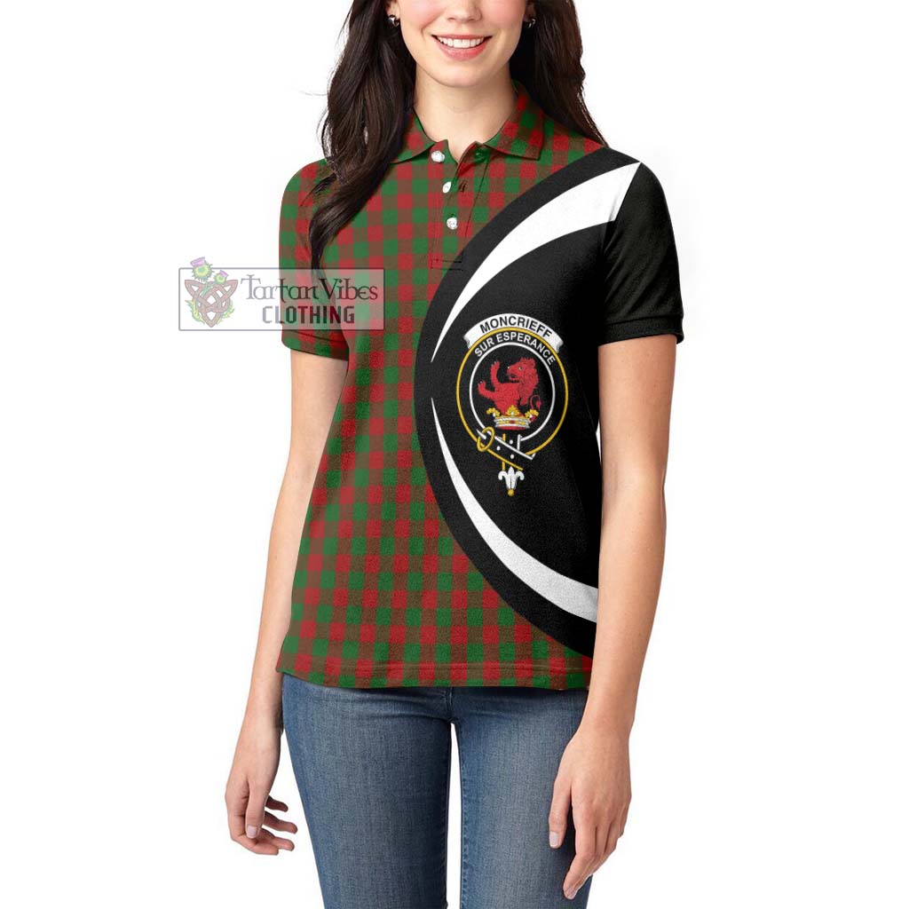 Moncrieff (Moncreiffe) Tartan Women's Polo Shirt with Family Crest Circle Style - Tartan Vibes Clothing