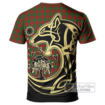 Moncrieff (Moncreiffe) Tartan T-Shirt with Family Crest Celtic Wolf Style