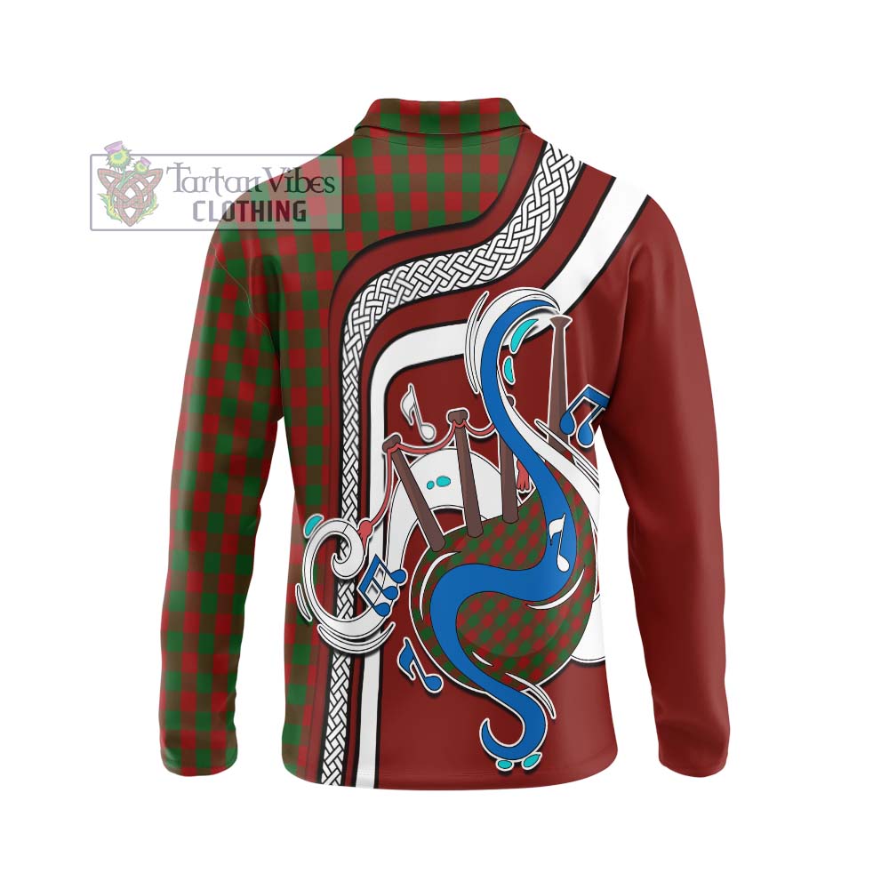 Tartan Vibes Clothing Moncrieff Tartan Long Sleeve Polo Shirt with Epic Bagpipe Style