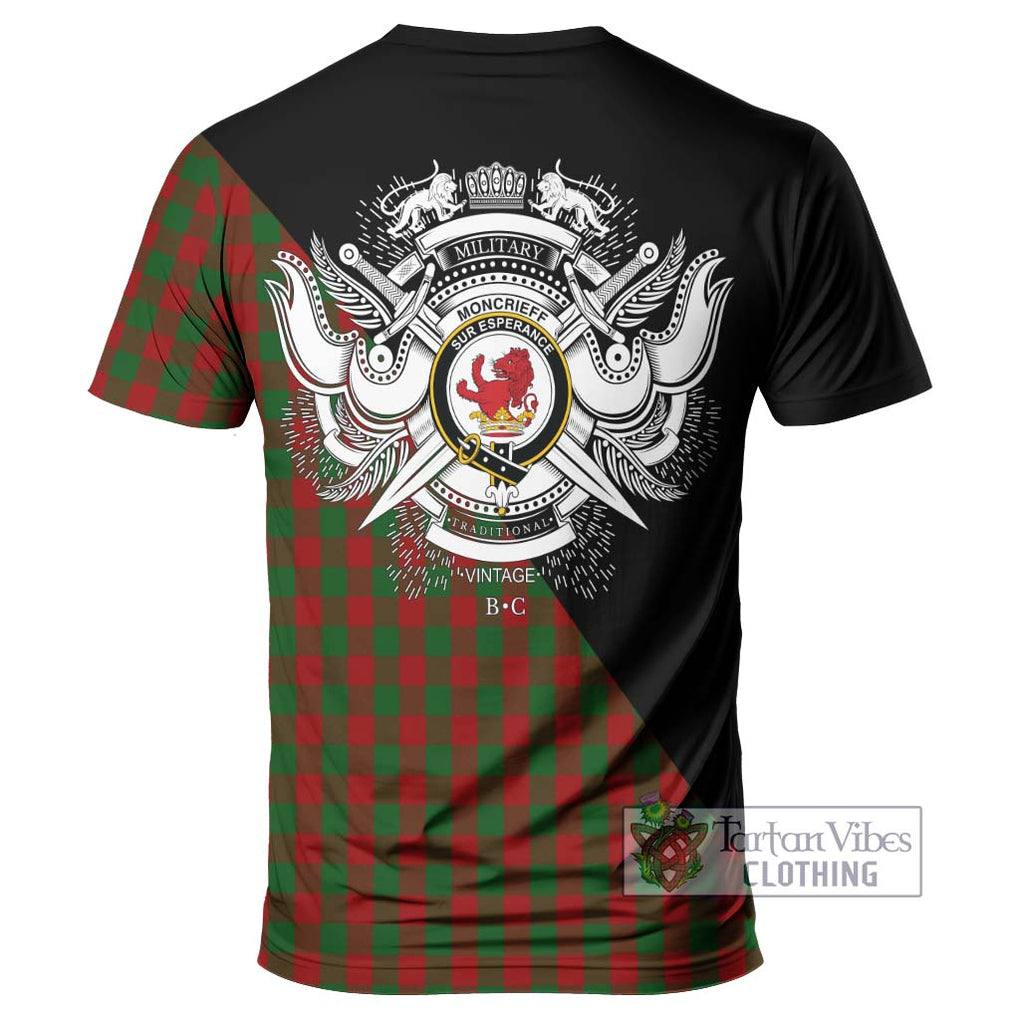 Moncrieff (Moncreiffe) Tartan T-Shirt with Family Crest and Military Logo Style - Tartanvibesclothing Shop