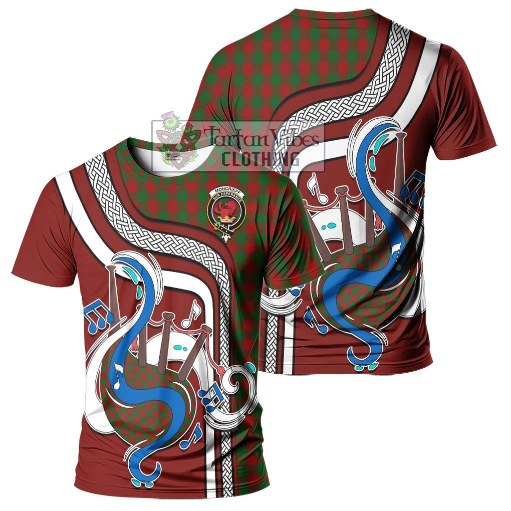 Moncrieff (Moncreiffe) Tartan T-Shirt with Epic Bagpipe Style - Tartanvibesclothing Shop