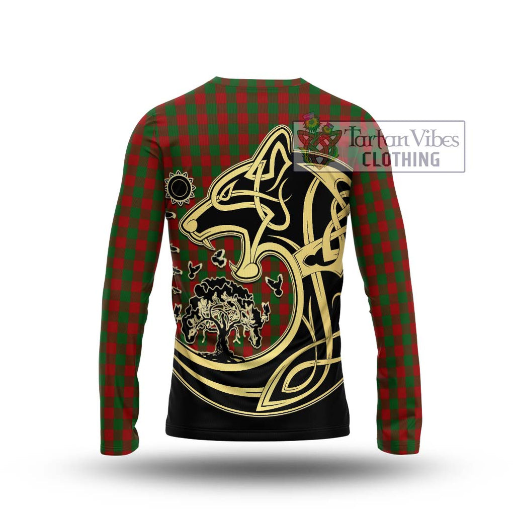 Moncrieff (Moncreiffe) Tartan Long Sleeve T-Shirt with Family Crest Celtic Wolf Style - Tartan Vibes Clothing