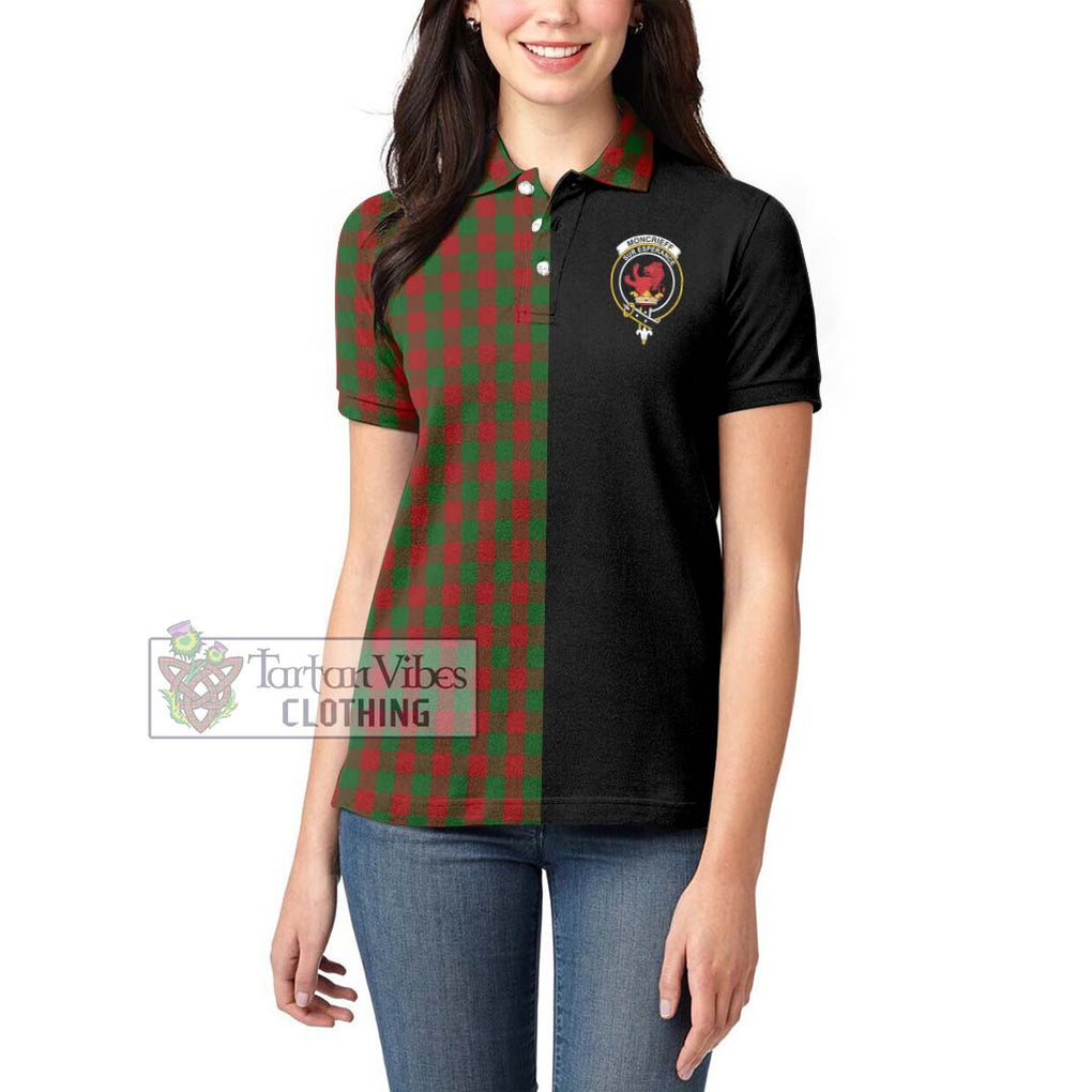 Moncrieff (Moncreiffe) Tartan Women's Polo Shirt with Family Crest and Half Of Me Style - Tartanvibesclothing Shop