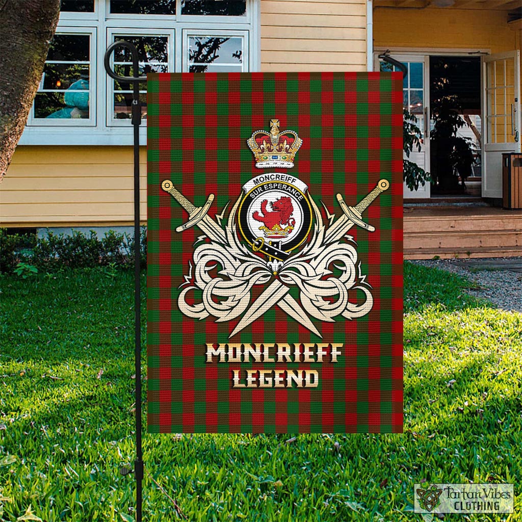 Tartan Vibes Clothing Moncrieff Tartan Flag with Clan Crest and the Golden Sword of Courageous Legacy