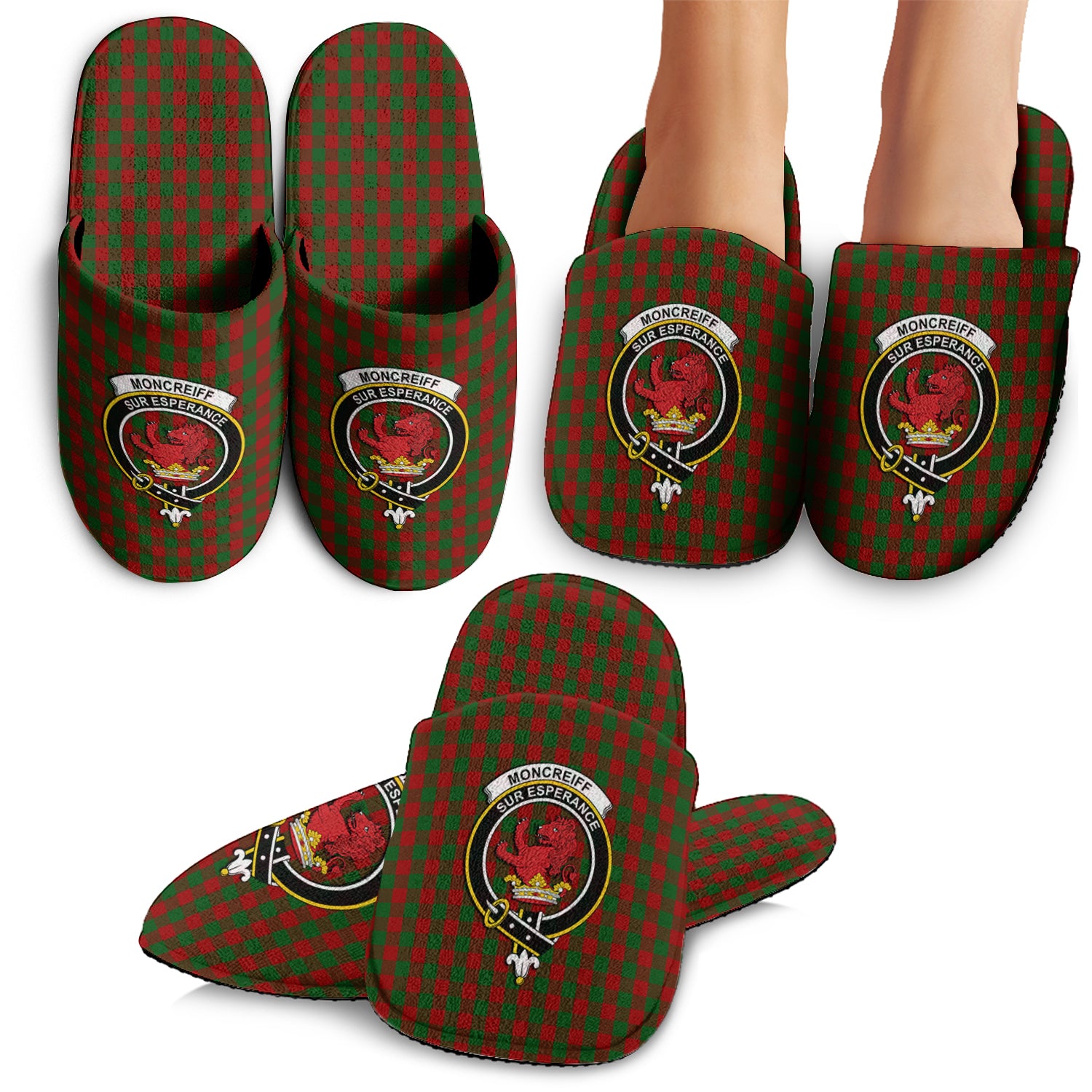 Moncrieff (Moncreiffe) Tartan Home Slippers with Family Crest - Tartan Vibes Clothing