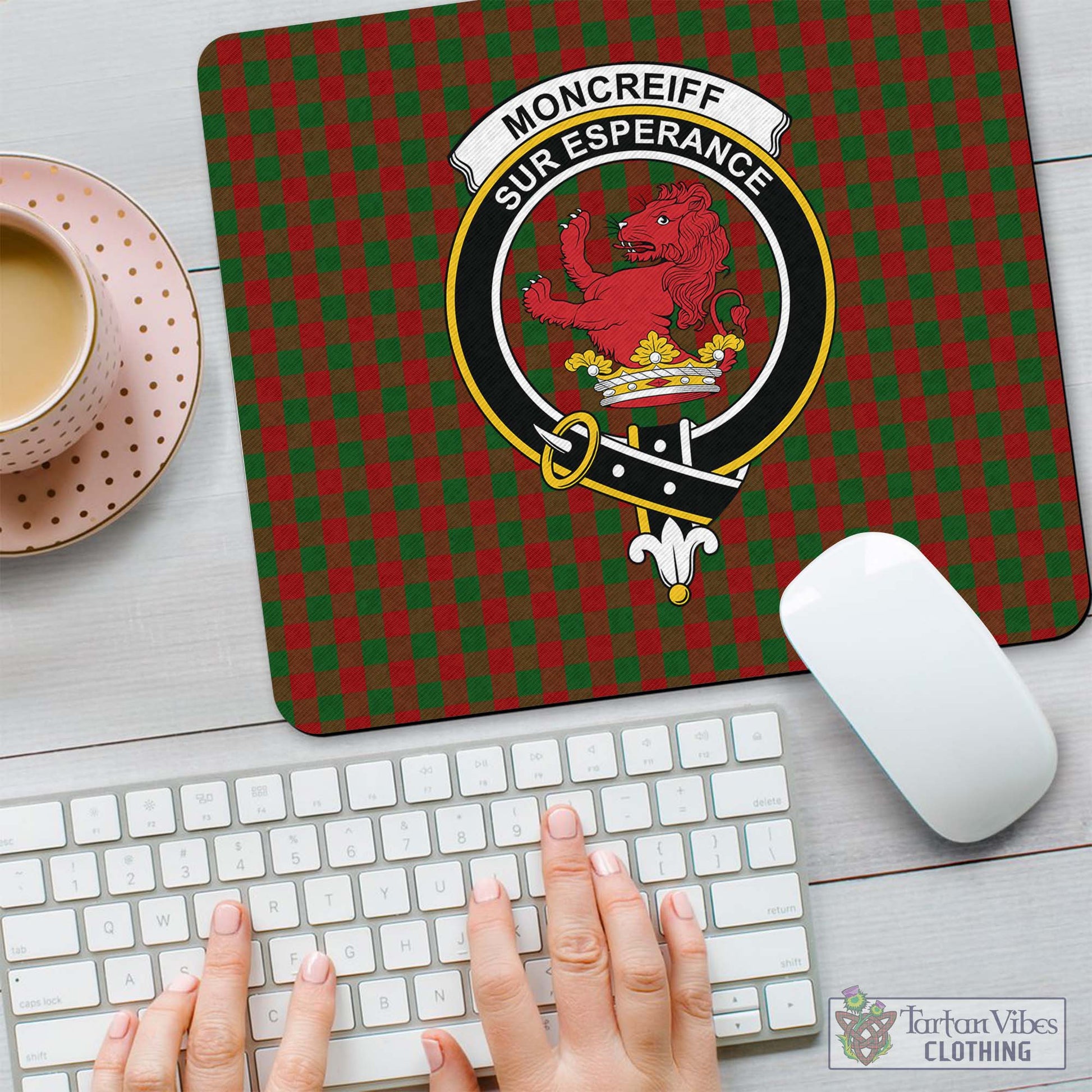 Tartan Vibes Clothing Moncrieff Tartan Mouse Pad with Family Crest