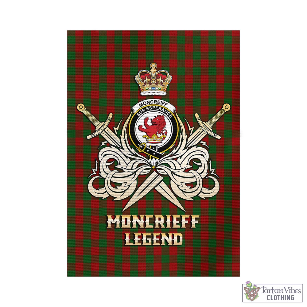 Tartan Vibes Clothing Moncrieff Tartan Flag with Clan Crest and the Golden Sword of Courageous Legacy