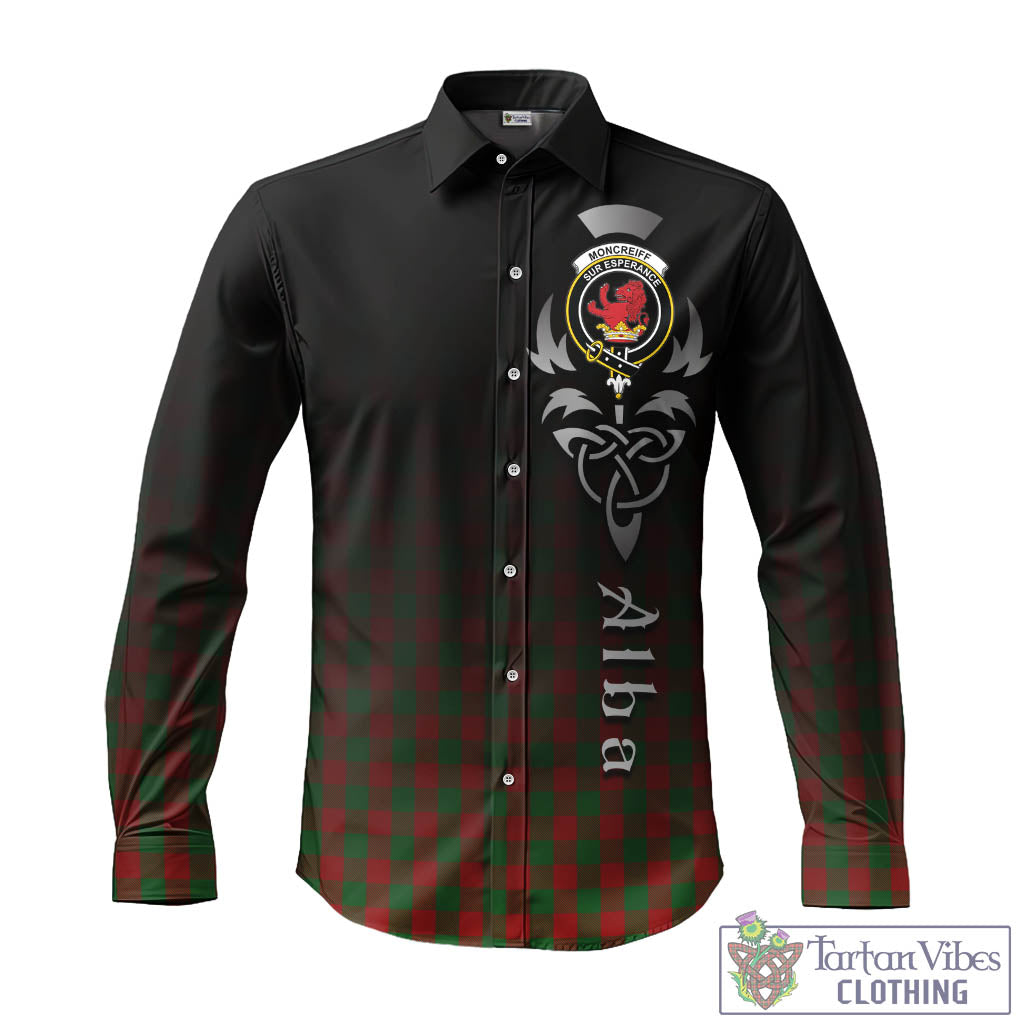 Tartan Vibes Clothing Moncrieff Tartan Long Sleeve Button Up Featuring Alba Gu Brath Family Crest Celtic Inspired